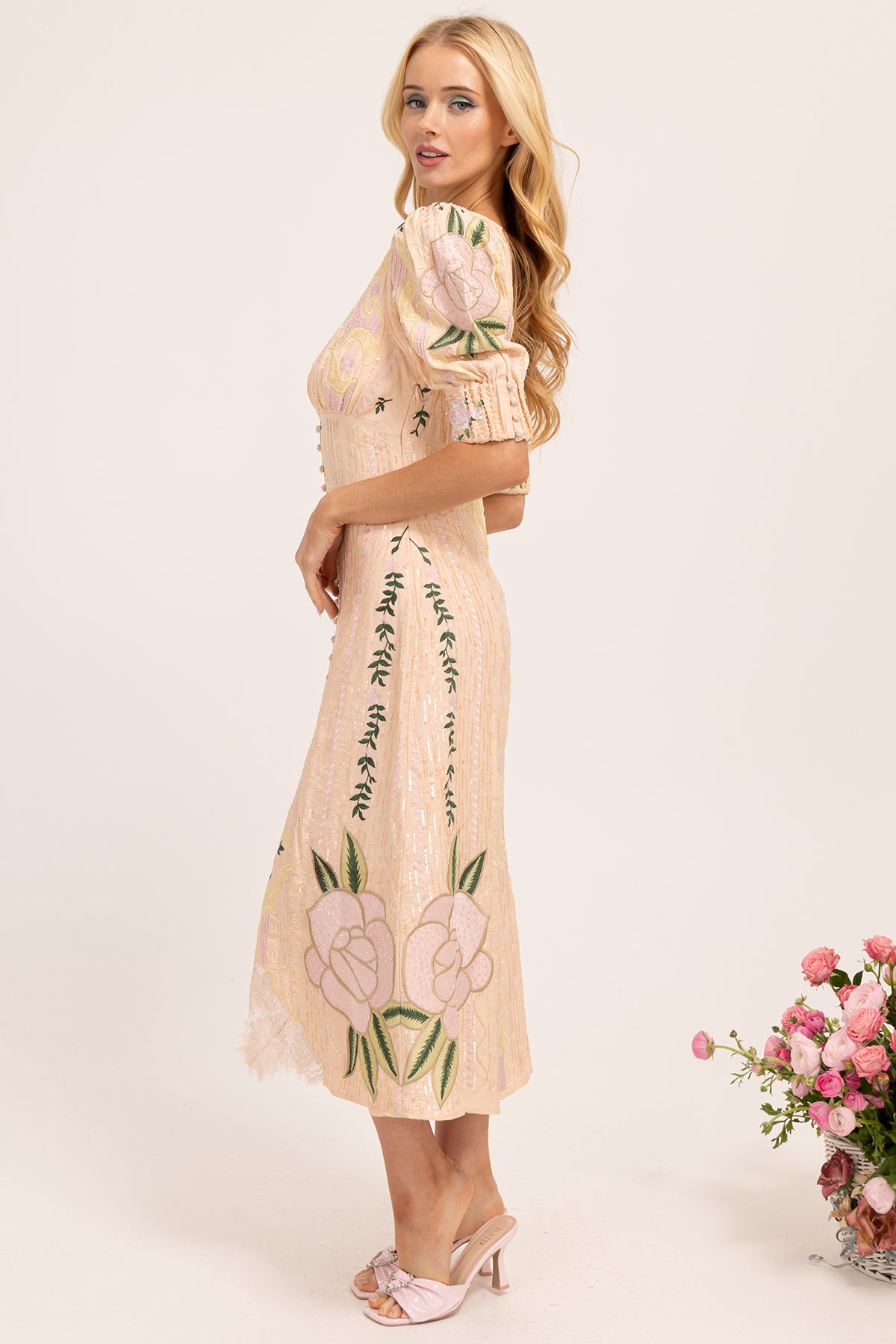 A Kiss From A Rose Chapel Street Midi Dress - Blush