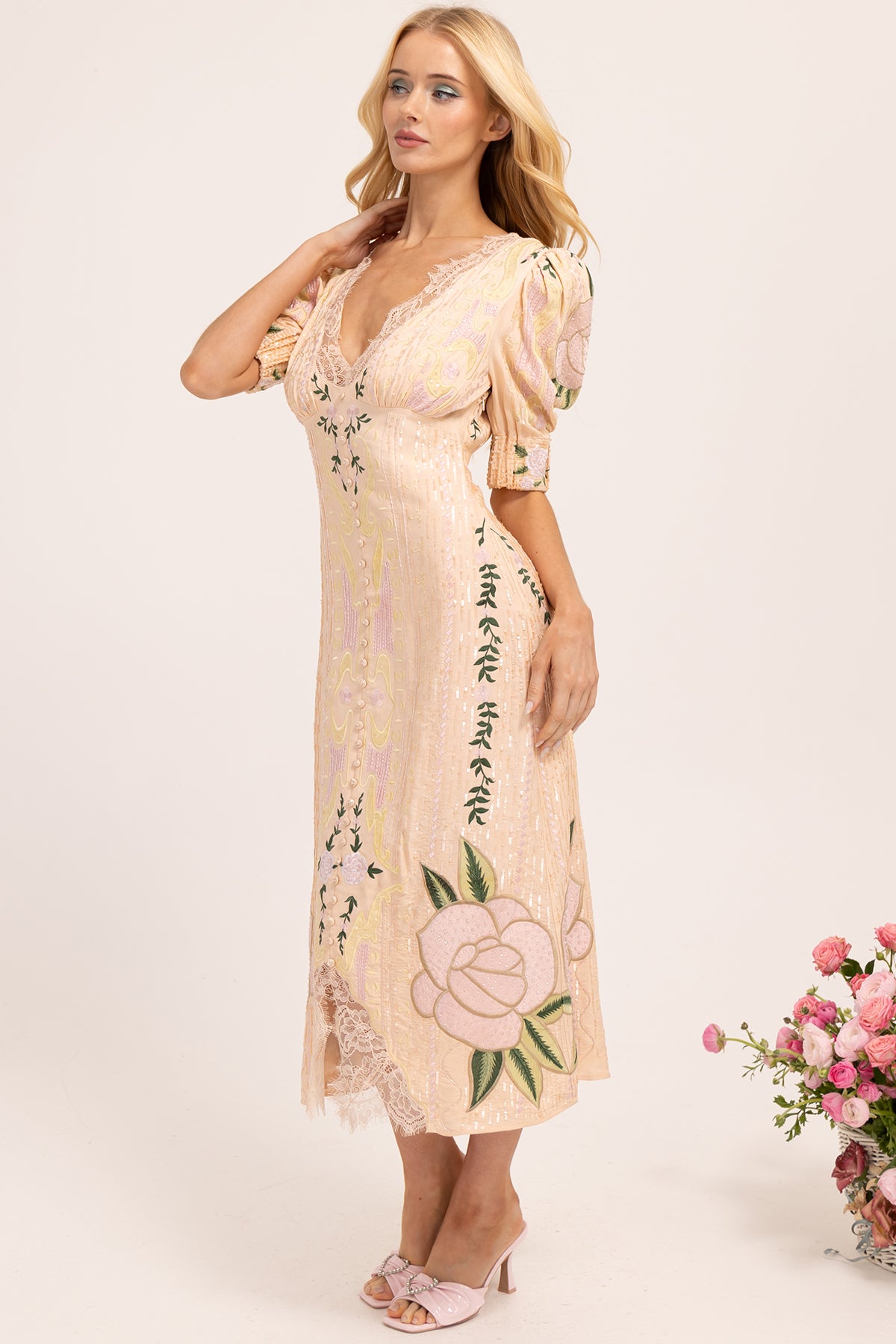 A Kiss From A Rose Chapel Street Midi Dress - Blush