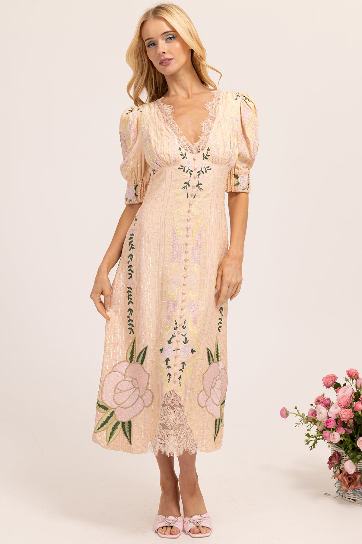 A Kiss From A Rose Chapel Street Midi Dress - Blush