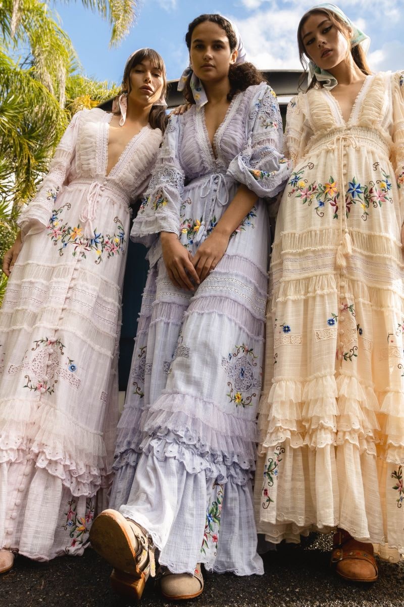 Charm Your Way - Embroidered maxi dress/duster - Rosey Tea in Baby Lavender