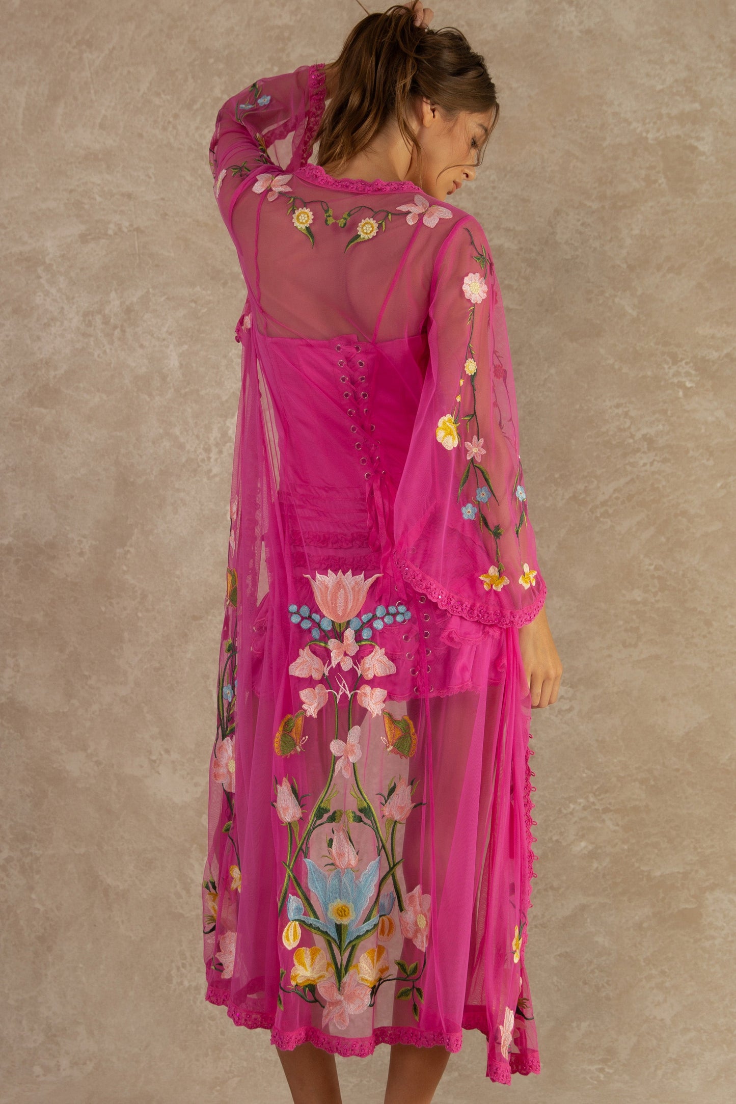 Filigree Nouveau Cover-Up - Super Pink