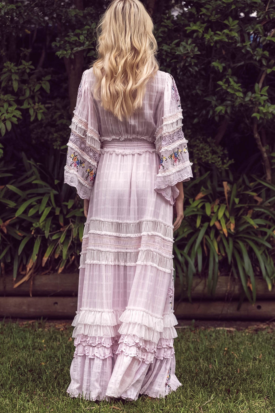 Charm Your Way - Embroidered maxi dress/duster - Rosey Tea